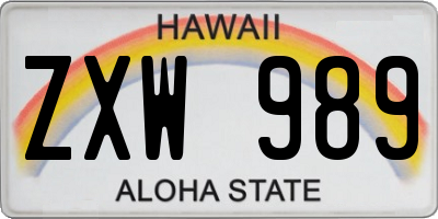 HI license plate ZXW989