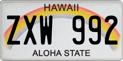 HI license plate ZXW992