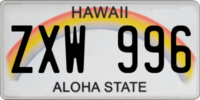 HI license plate ZXW996