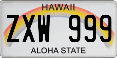 HI license plate ZXW999