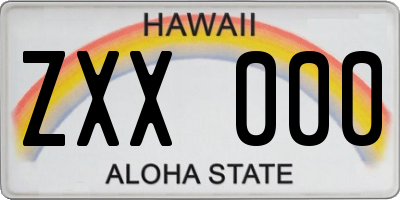 HI license plate ZXX000
