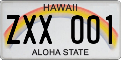 HI license plate ZXX001