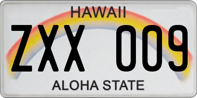 HI license plate ZXX009