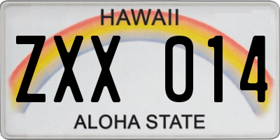 HI license plate ZXX014