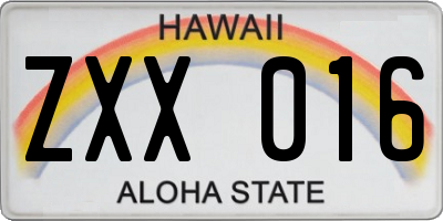 HI license plate ZXX016