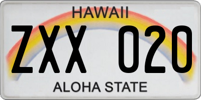 HI license plate ZXX020