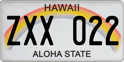 HI license plate ZXX022