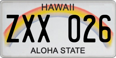 HI license plate ZXX026