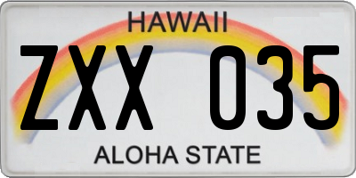 HI license plate ZXX035