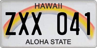 HI license plate ZXX041