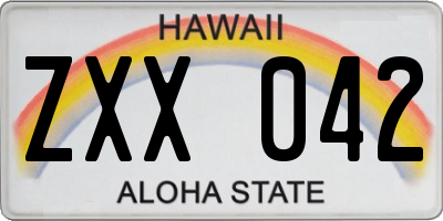 HI license plate ZXX042