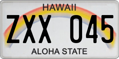 HI license plate ZXX045