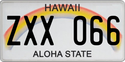 HI license plate ZXX066
