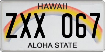 HI license plate ZXX067