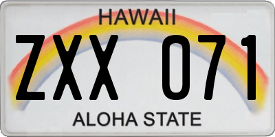HI license plate ZXX071