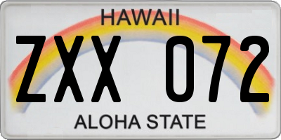 HI license plate ZXX072