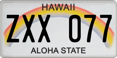HI license plate ZXX077