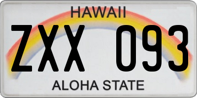 HI license plate ZXX093