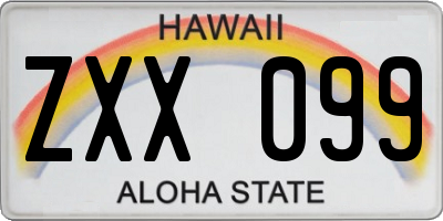 HI license plate ZXX099