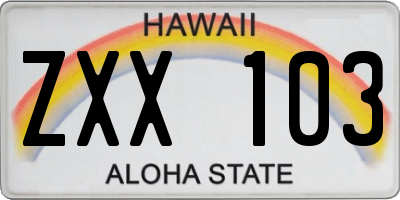 HI license plate ZXX103