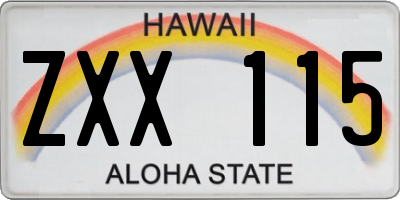HI license plate ZXX115