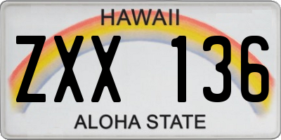 HI license plate ZXX136