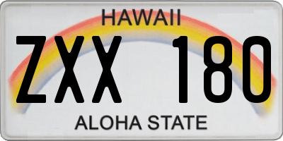 HI license plate ZXX180