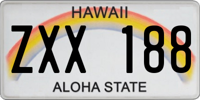 HI license plate ZXX188