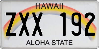 HI license plate ZXX192