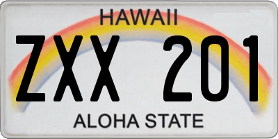 HI license plate ZXX201