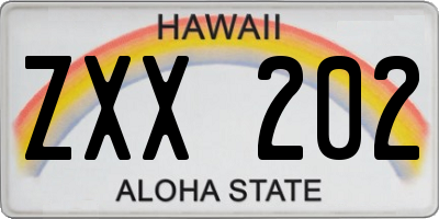 HI license plate ZXX202
