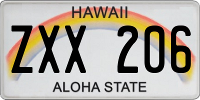 HI license plate ZXX206