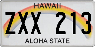 HI license plate ZXX213