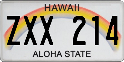 HI license plate ZXX214