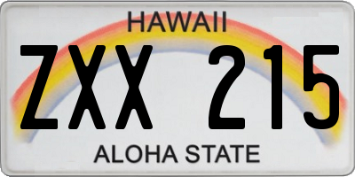 HI license plate ZXX215