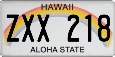 HI license plate ZXX218