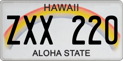 HI license plate ZXX220