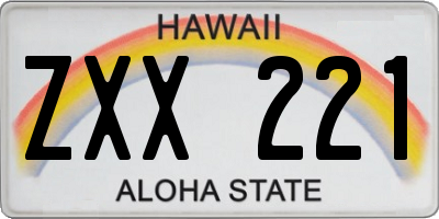 HI license plate ZXX221