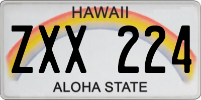 HI license plate ZXX224