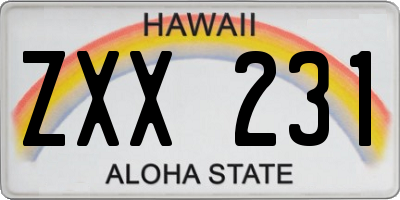 HI license plate ZXX231