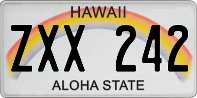 HI license plate ZXX242