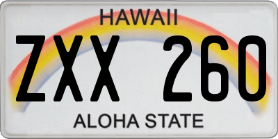 HI license plate ZXX260