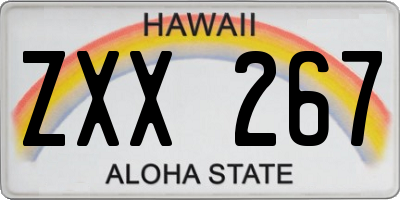 HI license plate ZXX267