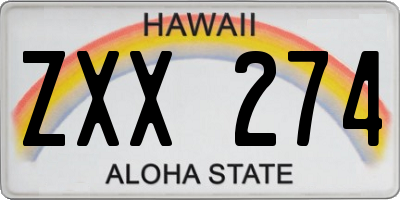HI license plate ZXX274