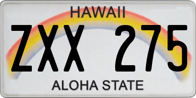 HI license plate ZXX275
