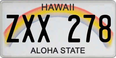 HI license plate ZXX278