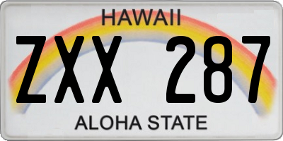 HI license plate ZXX287