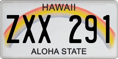 HI license plate ZXX291