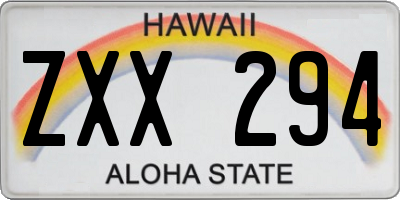 HI license plate ZXX294
