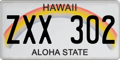 HI license plate ZXX302